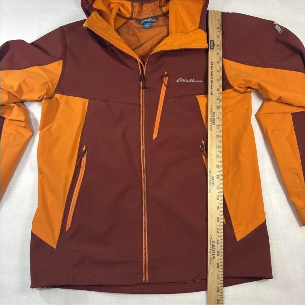 Eddie Bauer Men's Sz M First Ascent Soft Shell Jacket Orange Light Rain Wind